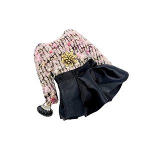 Chic Tweed Pink Outfit Coco Paris Style Pin Brooch